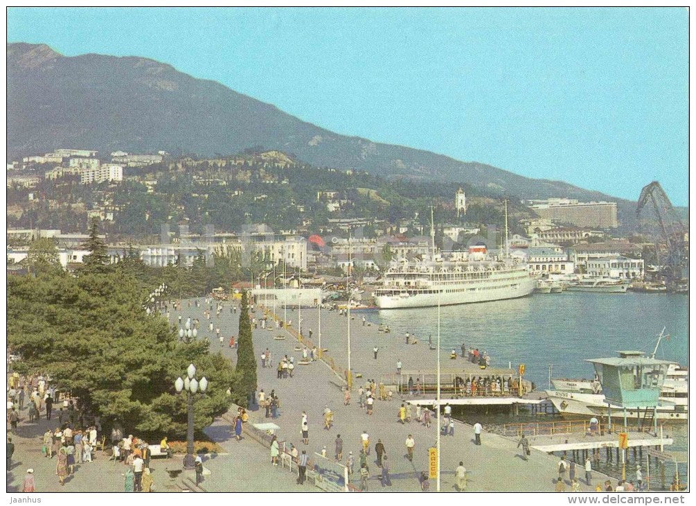 Lenin embankment - passenger ship - postal stationery - Yalta - Krym - Crimea - 1981 - Ukraine USSR - unused - JH Postcards