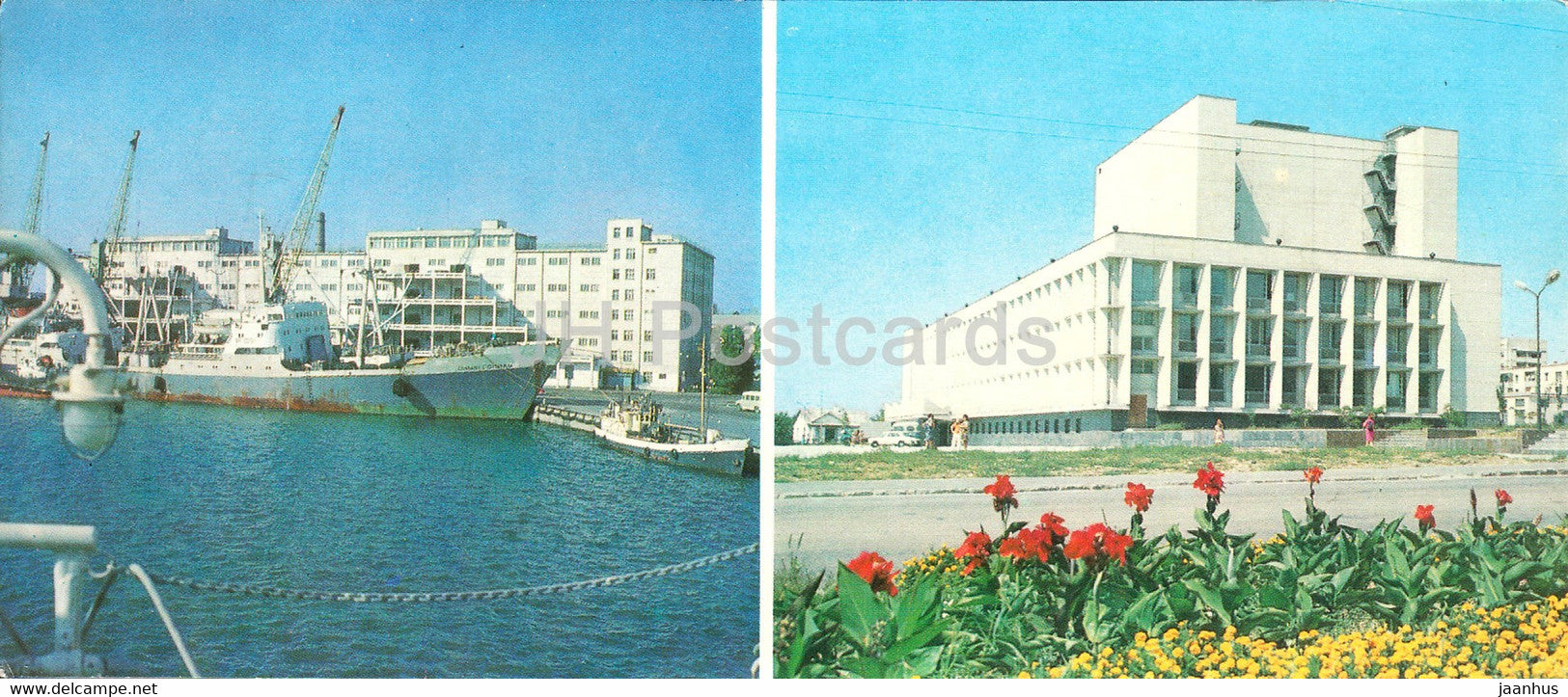 Sevastopol - fishing port - ship - fishermen's palace of culture - Crimea - 1981 - Ukraine USSR - unused - JH Postcards