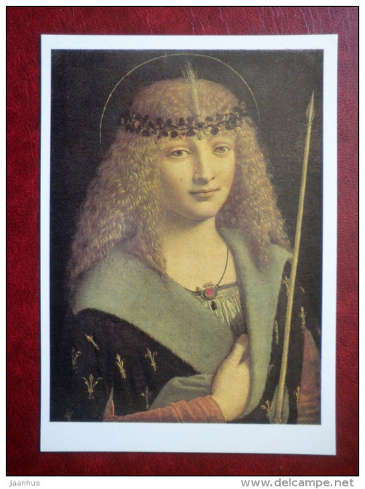painting by Giovanni Antonio Boltraffio , St. Sebastian - italian art - unused - JH Postcards