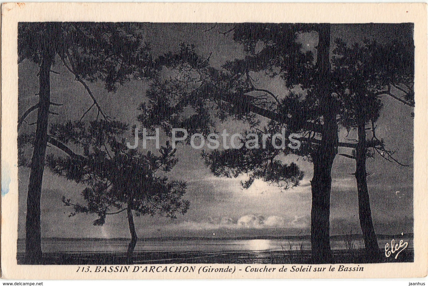 Bassin d'Arcachon - Coucher de Soleil sur le Bassin - 713 - 1937 - old postcard - France - used - JH Postcards