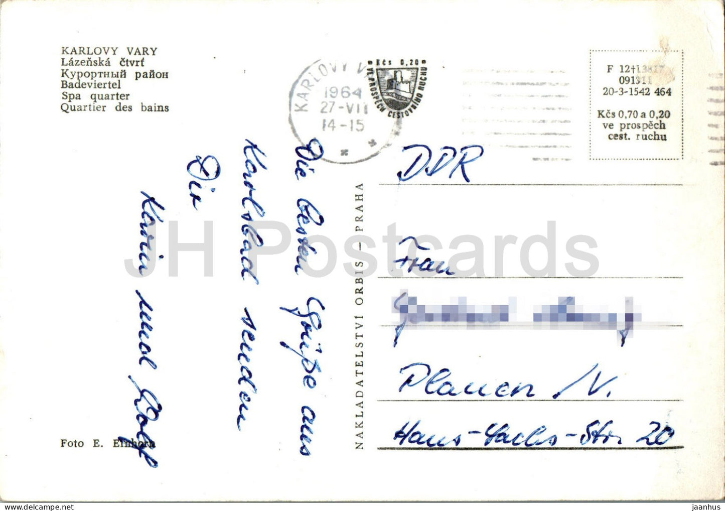 Karlovy Vary - Lazenska ctvrt - The Spa - 1964 - Czech Republic - Czechoslovakia - used