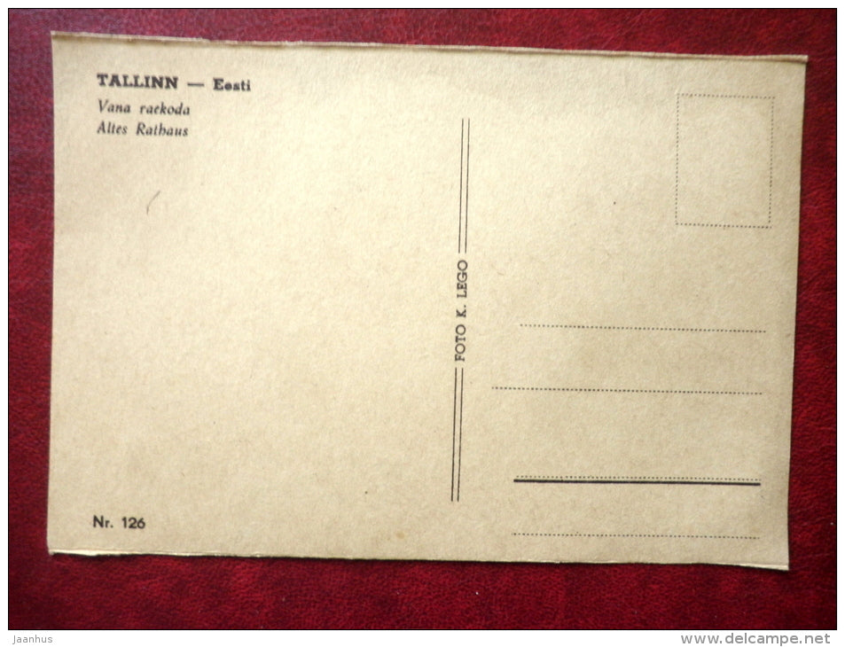 Town Hall - Old Town - old cars - Tallinn - nr 126 - 1920s-1930s - Estonia - unused - JH Postcards