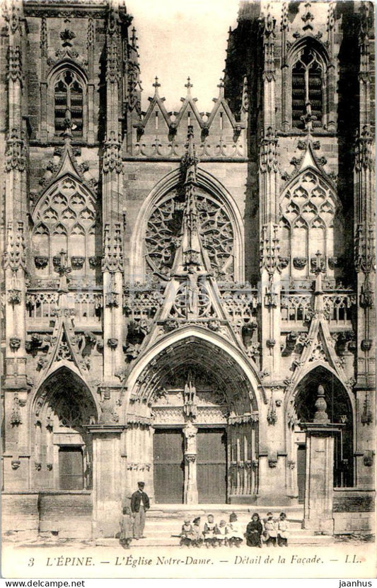 L'Epine - L'Eglise Notre Dame - Detail de la Facade - cathedral - 3 - old postcard - France - unused - JH Postcards