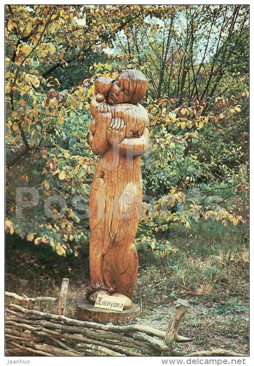 Alenushka - Glade of fairy tales - wooden sculptures - Yalta - 1983 - Ukraine USSR - unused - JH Postcards