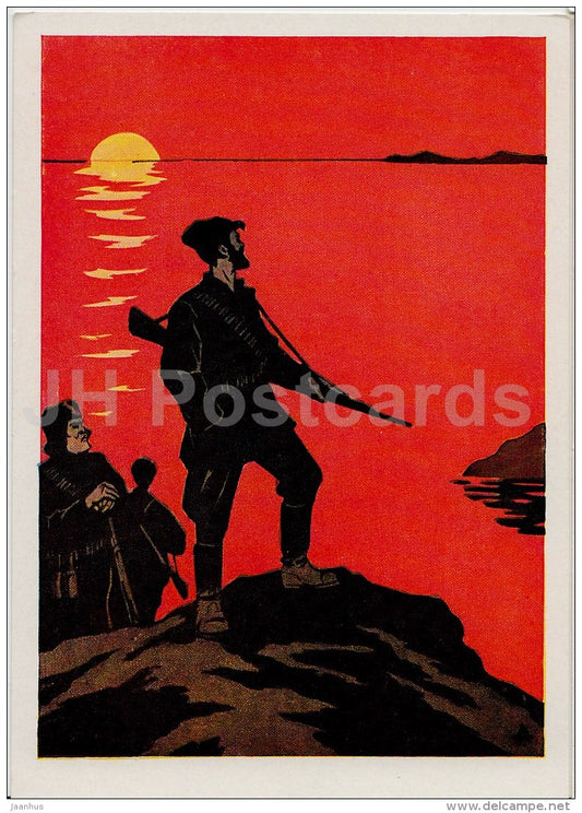 illustration by D. Dmitriyev - soldier - Red Army - Songs of Civil War - 1962 - Russia USSR - unused - JH Postcards