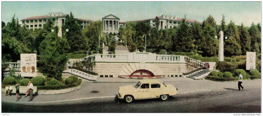 sanatorium Metallurg - car taxi Volga - Sochi - Caucasus - 1966 - Russia USSR - unused - JH Postcards