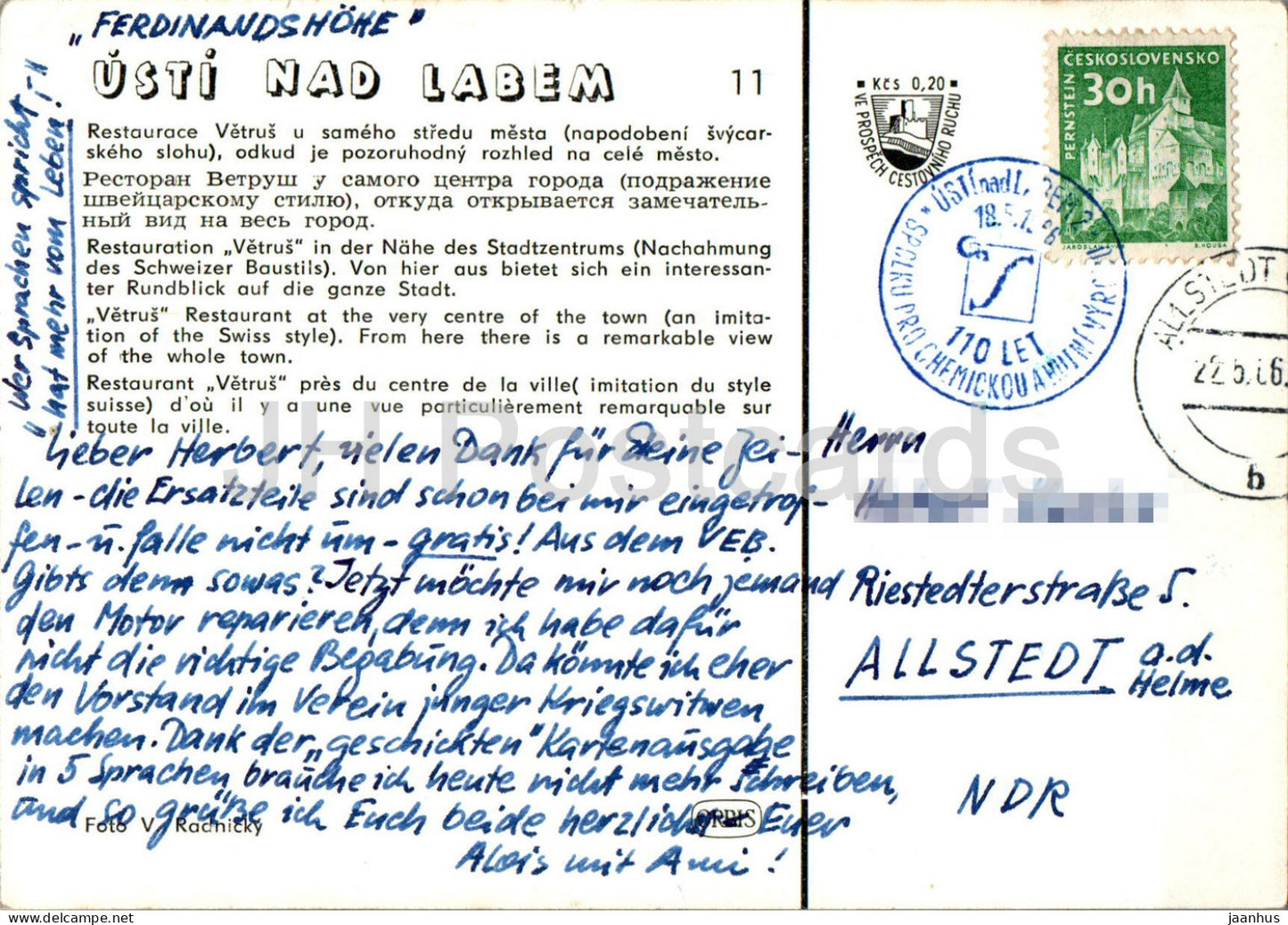 Usti nad Labem - restaurant Vetrus - view - 1966 - Czech Repubic - Czechoslovakia - used