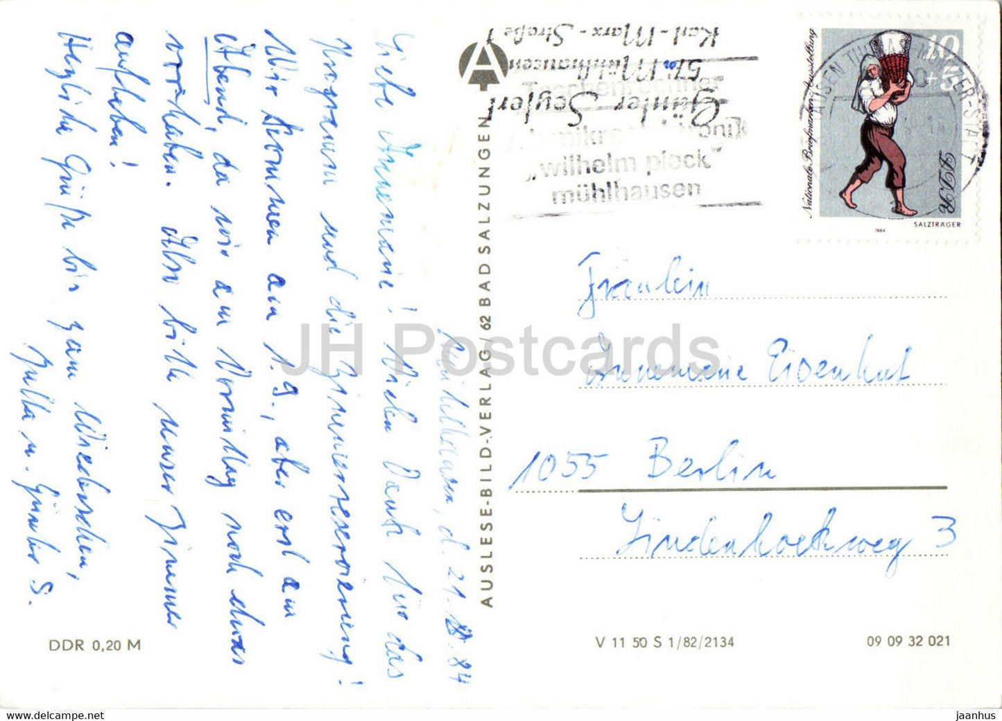 Gruss aus Erfurt - Am Fischmarkt - Leninstrasse - Domplatz - Kramerbrucke - car - 1984 - Germany DDR - used