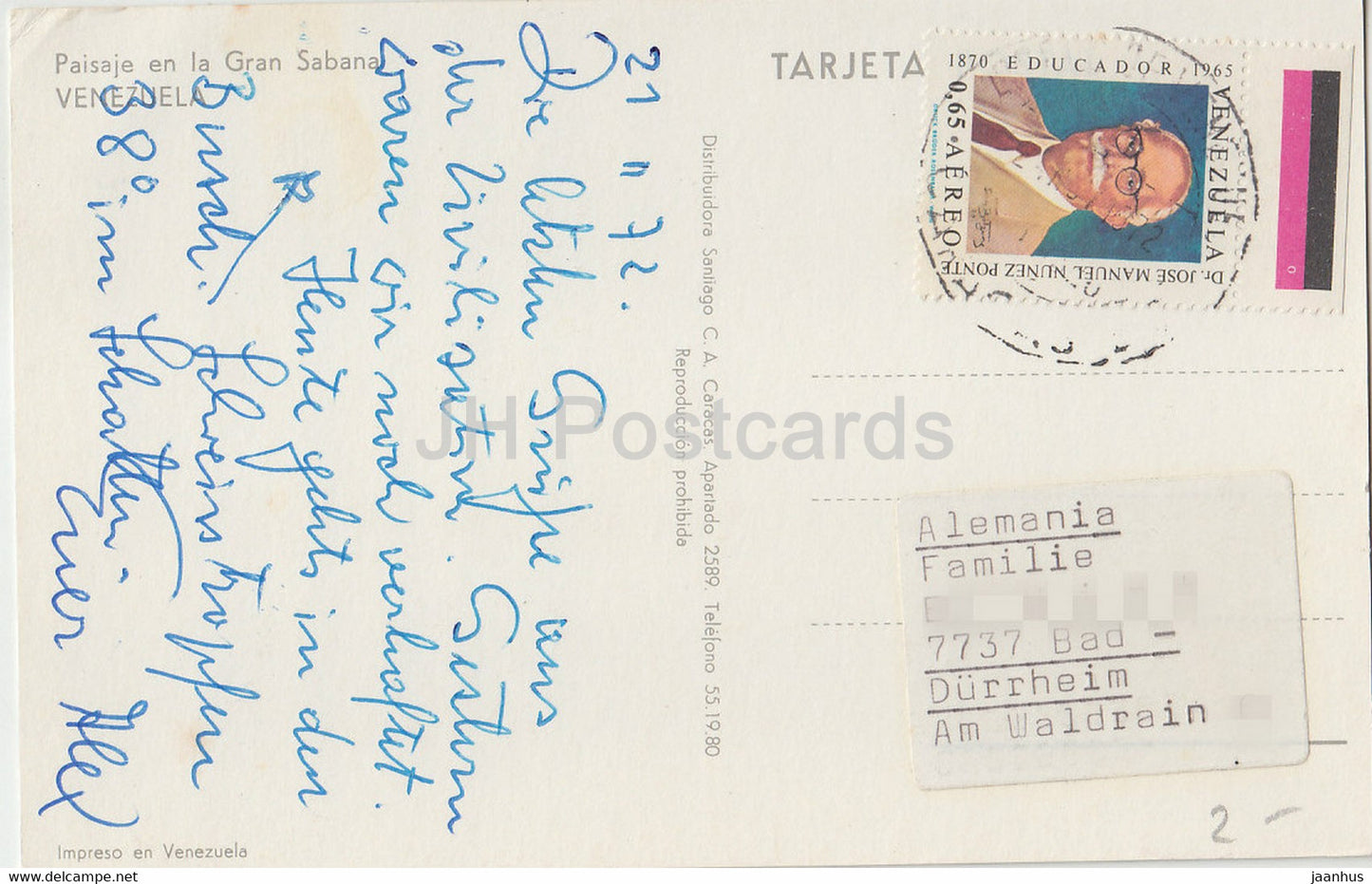 Paisaje en la Gran Sabana – 1972 – Venezuela – gebraucht