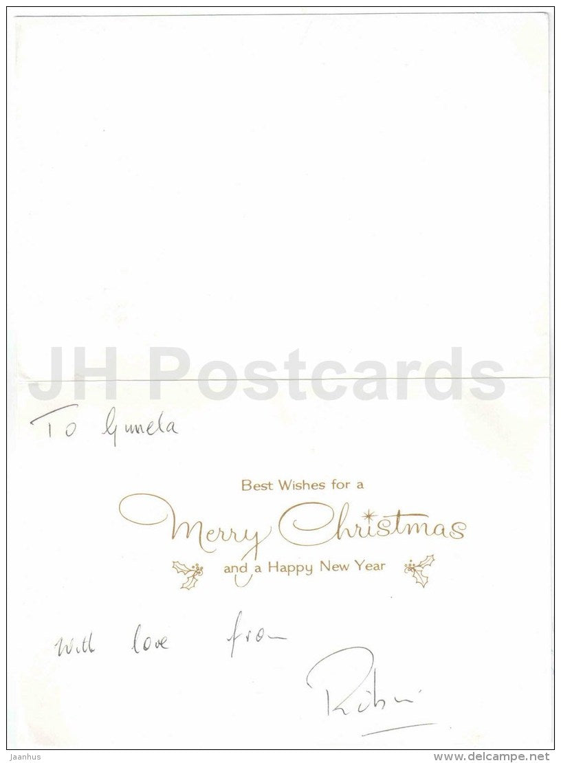 Christmas Greeting Card - children aroun the Christmas Tree - illustration - used - JH Postcards