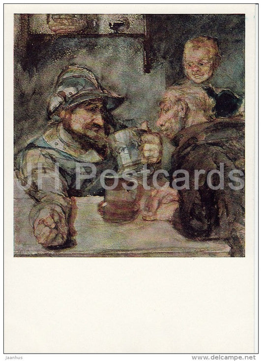 painting by M. Vrubel - A Mug of Beer , 1883 - Russian art - 1967- Russia USSR - unused - JH Postcards