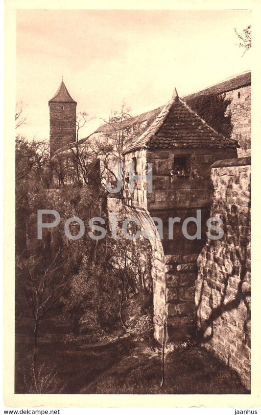 Rothenburg o d Tauber - Grabenpartie am Rodertor - old postcard - Germany - unused - JH Postcards