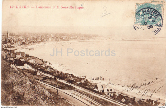 Le Havre - Panorama et la Nouvelle Digue - old postcard - 1908 - France - used - JH Postcards