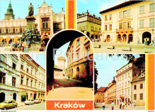 Krakow - Rynek Glowny - pomnik Adama Mickiewicza - ulica Bracka - Main Square - Poland - unused - JH Postcards