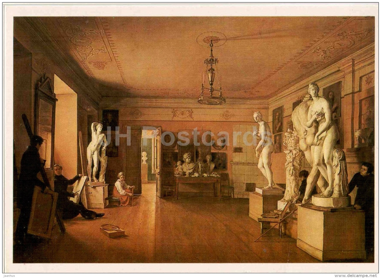 painting by A. Alekseyev - Artist Venetsianov Workshop , 1827 - sculptures - Russian art - 1984 - Russia USSR - unused - JH Postcards