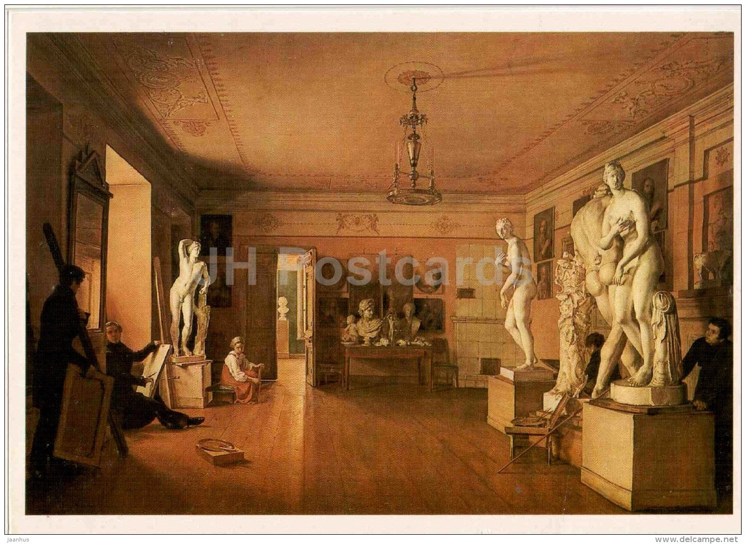 painting by A. Alekseyev - Artist Venetsianov Workshop , 1827 - sculptures - Russian art - 1984 - Russia USSR - unused - JH Postcards
