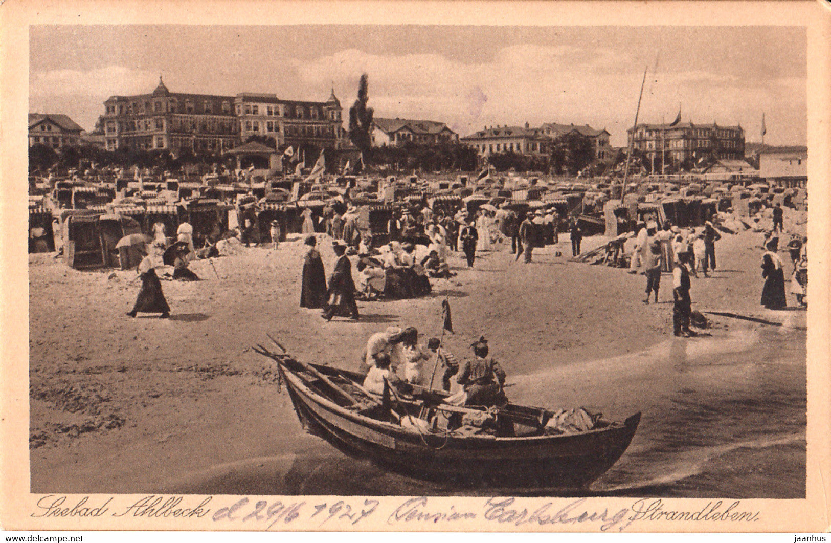 Seebad Ahlbeck - Strandleben - beach - old postcard - 16593 - 1927 - Germany - used - JH Postcards