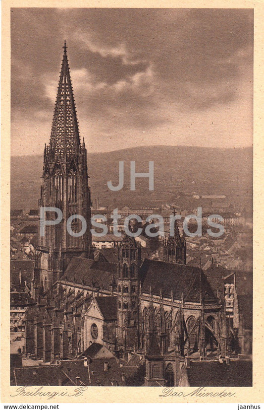 Freiburg i B - Das Munster - cathedral - 1925 - old postcard - Germany - unused - JH Postcards