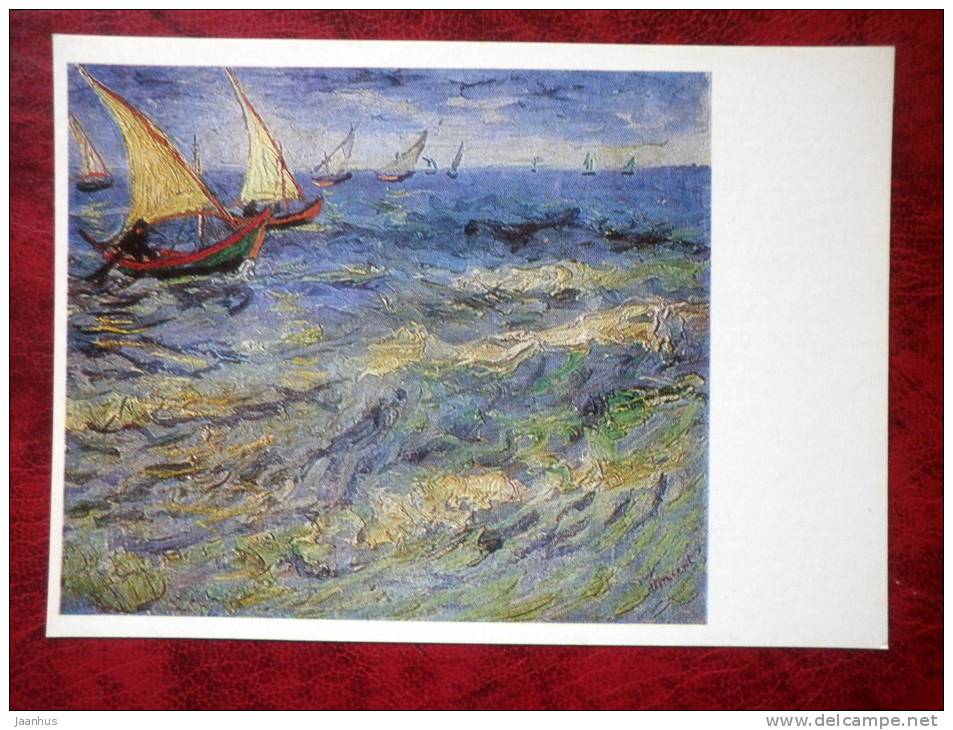 Painting by Vincent van Gogh -  Sea in Saintes-Maries, 1888 - art - unused - JH Postcards