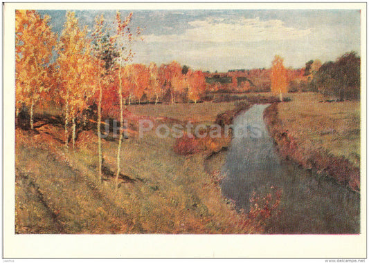 painting by I. Levitan - The Golden Autumn , 1895 - river - Russian Art - 1980 - Russia USSR - unused - JH Postcards