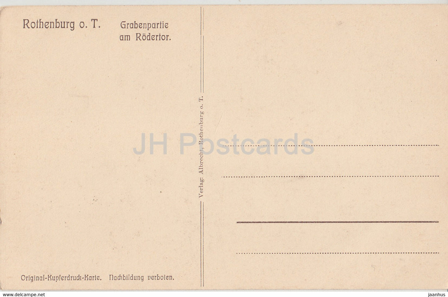 Rothenburg o d Tauber - Grabenpartie am Rodertor - old postcard - Germany - unused
