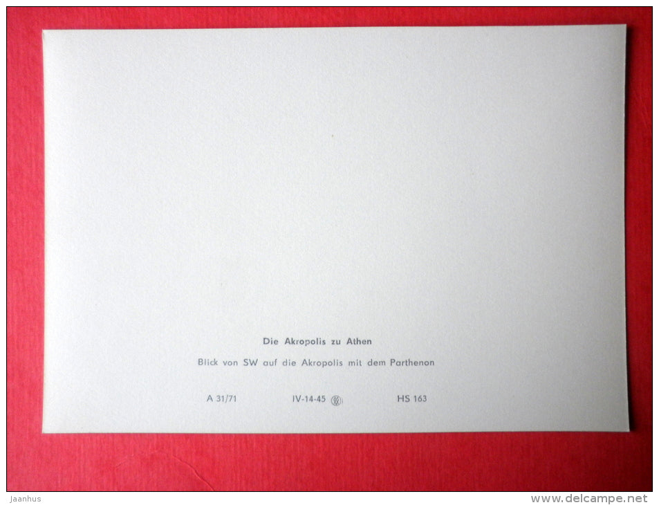 General View at Acropolis - Acropolis of Athens - old postcard - Germany DDR - unused - JH Postcards