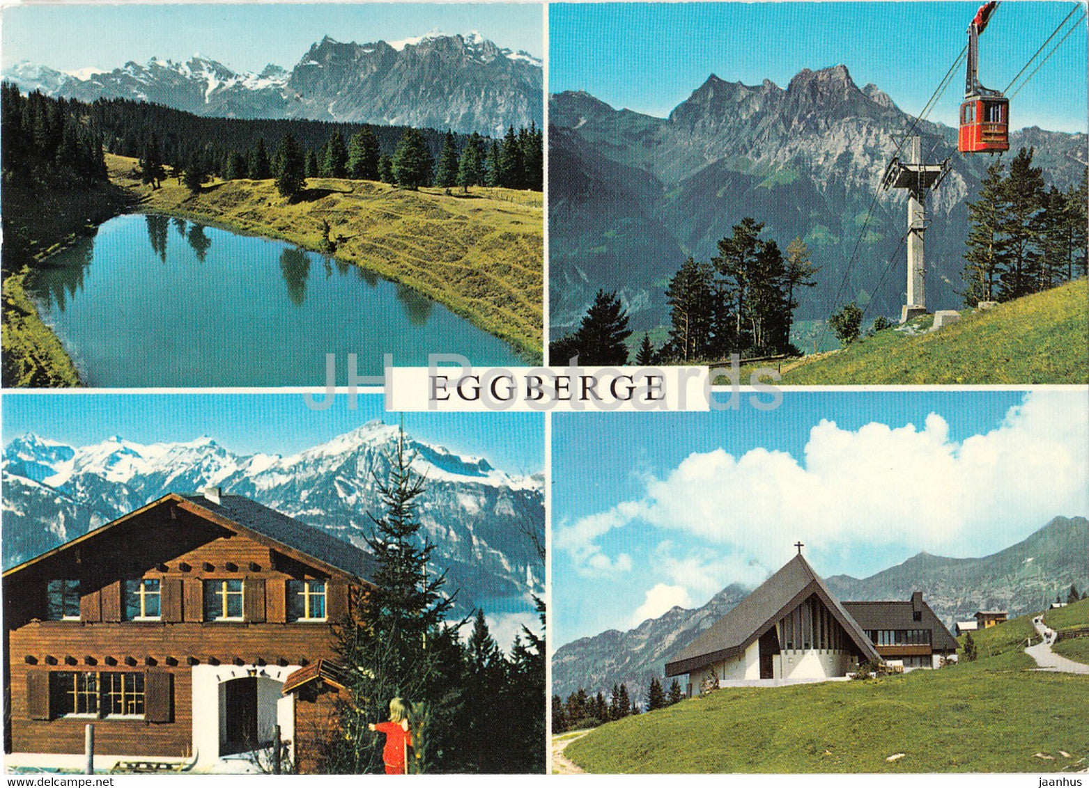 Eggberge 1450 m - Berghaus Birchweid - cable car - multiview - 1980 - Switzerland - used - JH Postcards
