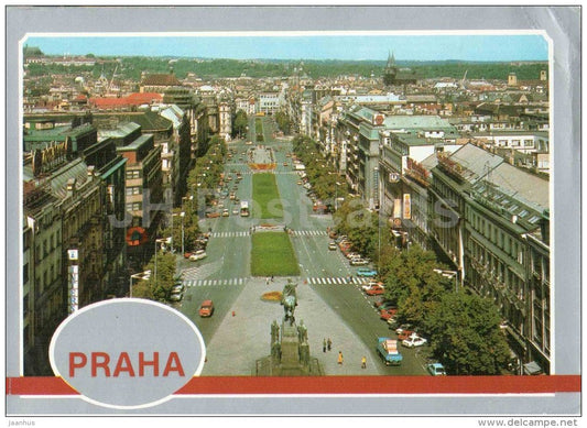 Wenceslas Square - Praha - Prague - Czechoslovakia - Czech - used 1988 - JH Postcards