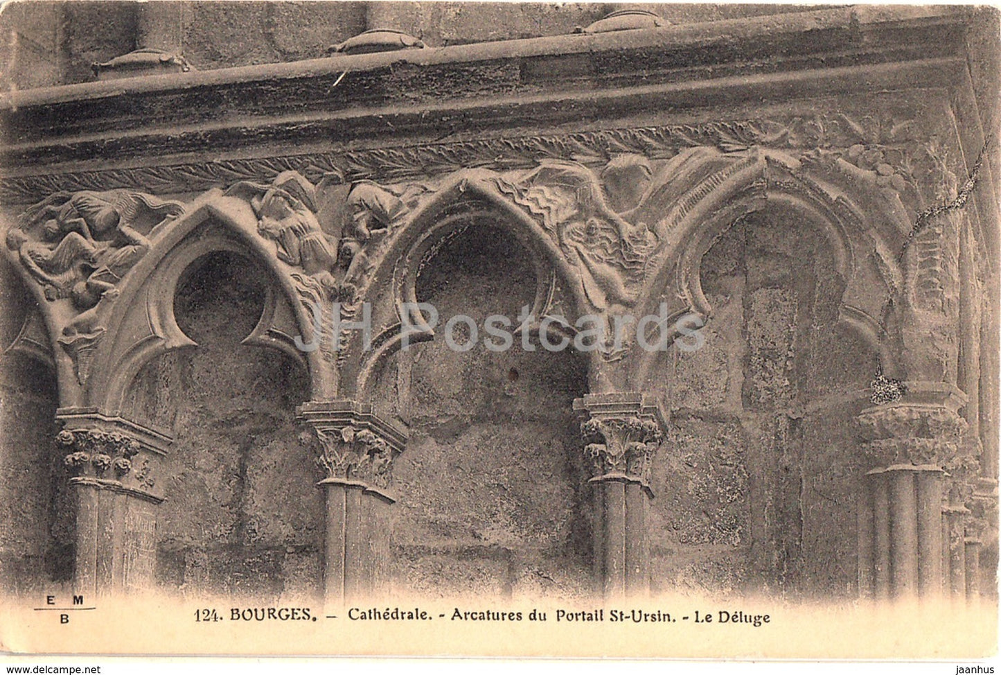 Bourges - Cathedrale - Arcatures du Portail St Ursin - Le Deluge - cathedral - 124 - old postcard - France - unused