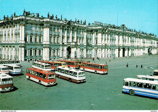 Leningrad - St Petersburg - Winter Palace - State Hermitage - bus Ikarus postal stationery - 1987 - Russia USSR - unused - JH Postcards