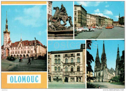 Olomouc - Town Hall - Caesar Fountain - Red Army square - Edelmann Palace - cathedral - Czechoslovakia - Czech - unused - JH Postcards