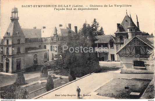 Saint Symphorien de Lay - Chateau de La Verpilliere - Facade Sud et dependances - castle - old postcard - France - JH Postcards