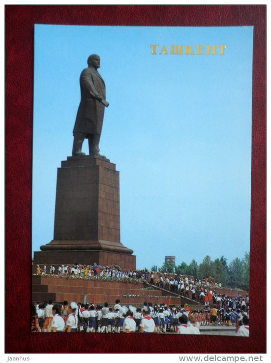 monument to Lenin at Lenin Square - Tashkent - 1988 - Uzbekistan USSR - unused - JH Postcards