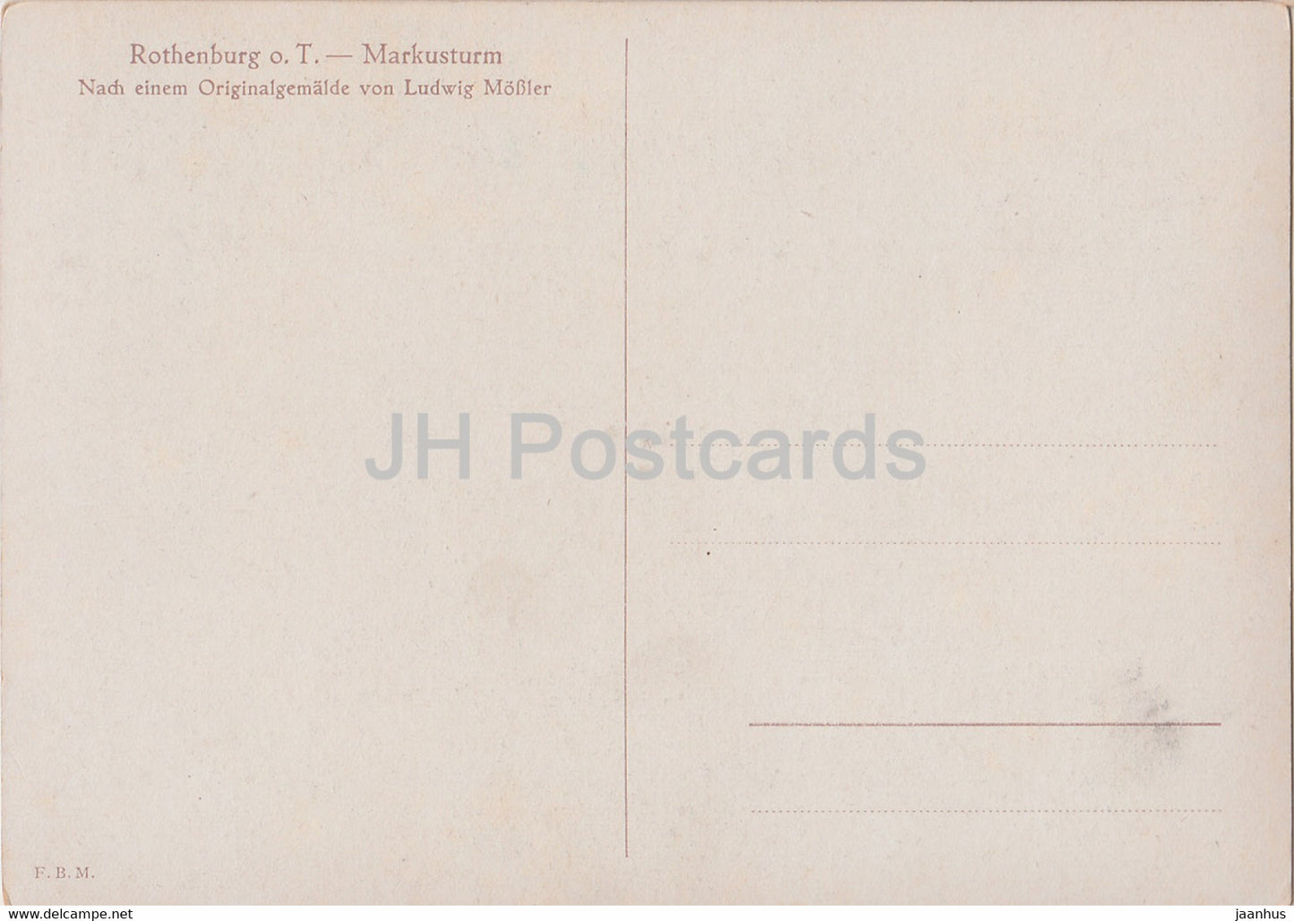 painting by Ludwig Mossler - Rothenburg o T - Markusturm - German art - Germany - unused