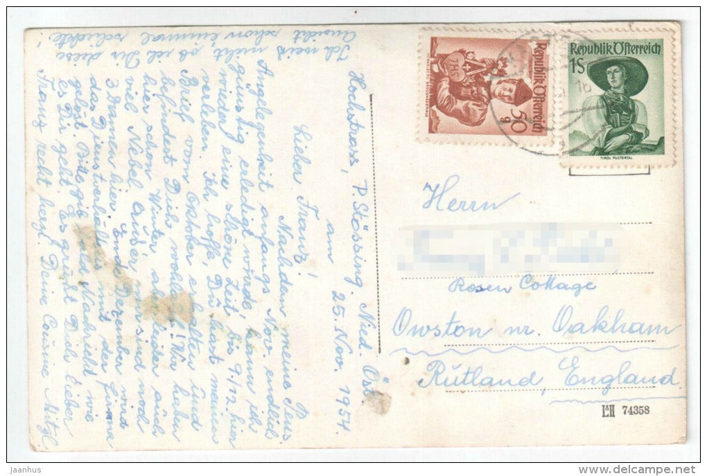 Sommerfrische Stössing - Austria - Österreich - 21241 - old postcard - sent to England 1954 - used - JH Postcards