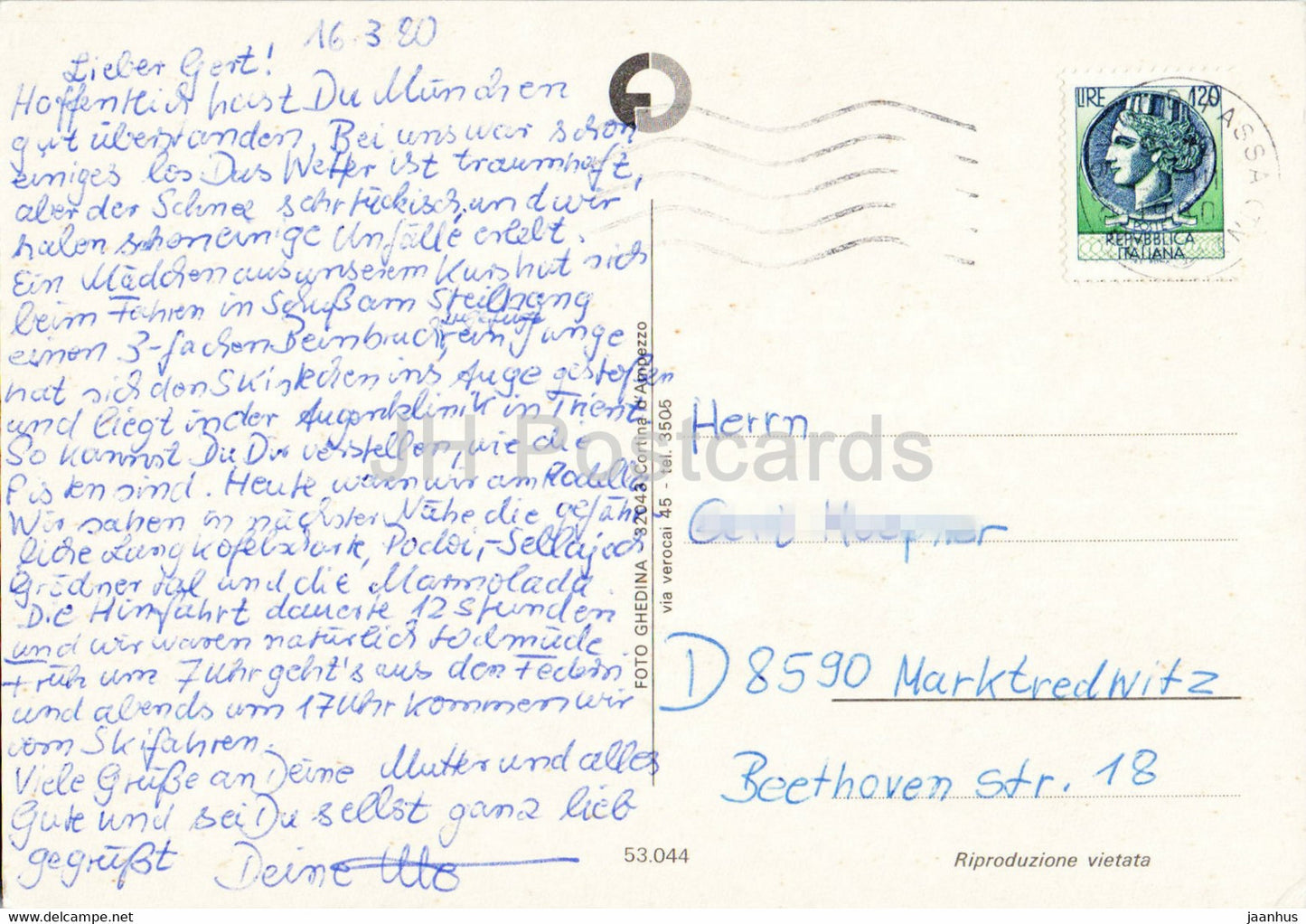 Dolomiti - Vigo di Fassa - alpine skiing - cable car - multiview - 1980 - Italy - used