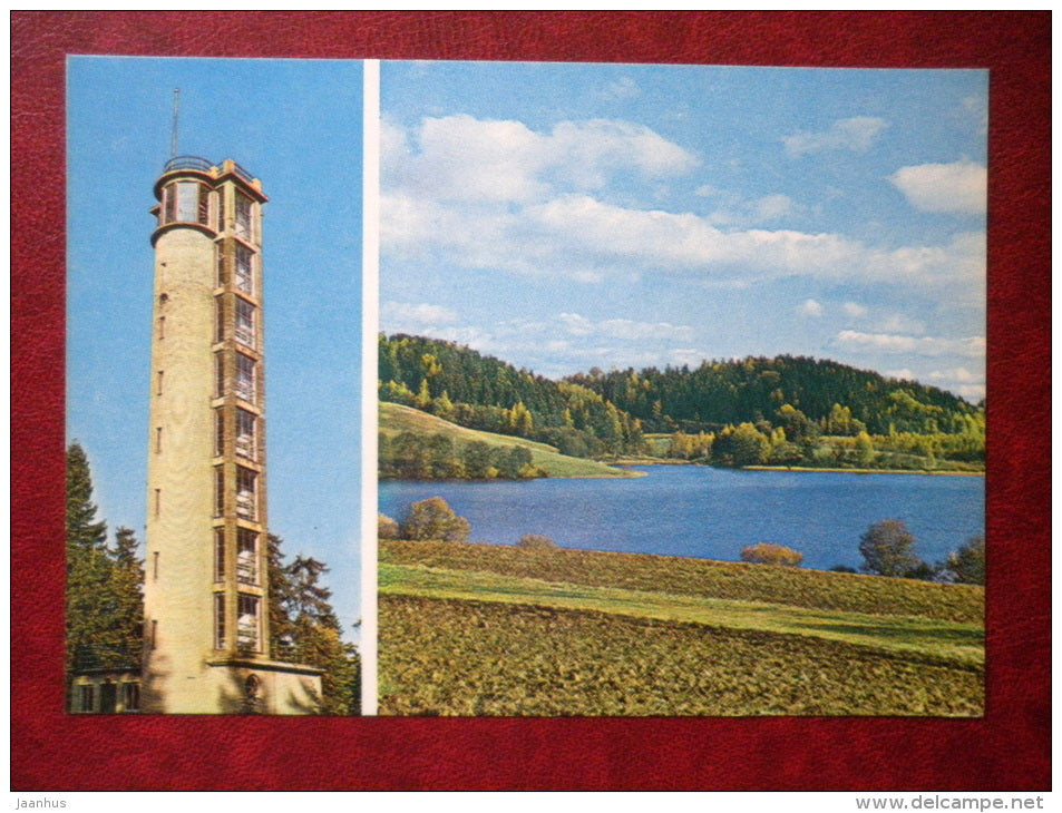 the observation tower on the hill Suur Munamägi - lake Nüpli - 1984 - Estonia USSR - unused - JH Postcards
