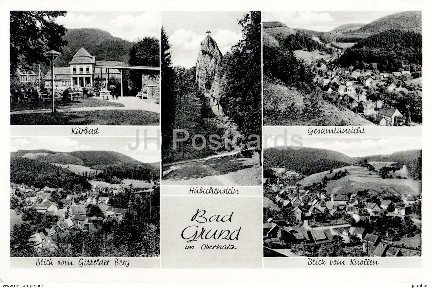 Bad Grund im Oberharz - Kurbad - Gittelder Berg - Hubichenstein - old postcard - 1955 - Germany - used - JH Postcards