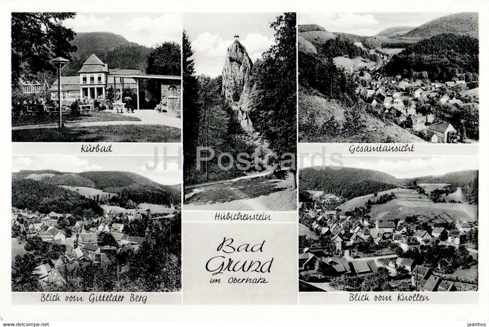 Bad Grund im Oberharz - Kurbad - Gittelder Berg - Hubichenstein - old postcard - 1955 - Germany - used - JH Postcards