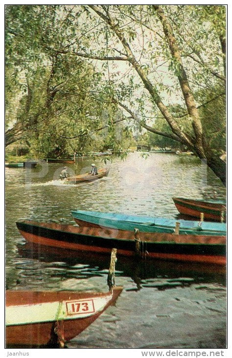 Trubezh river - boat - Pereslavl-Zalessky - 1976 - Russia USSR - unused - JH Postcards