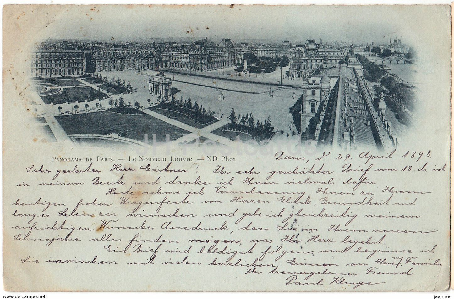 Panorama de Paris - Le Nouveau Louvre - old postcard - 1898 - France - used - JH Postcards
