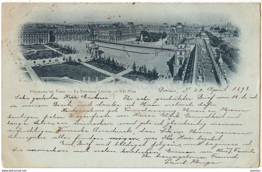Panorama de Paris - Le Nouveau Louvre - old postcard - 1898 - France - used - JH Postcards