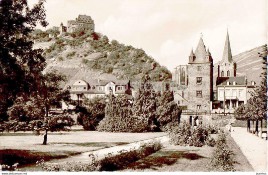 Bacharach a Rhein - Uferanlage mit Blick auf Burg Stahleck - old postcard - 1957 - Germany - used - JH Postcards