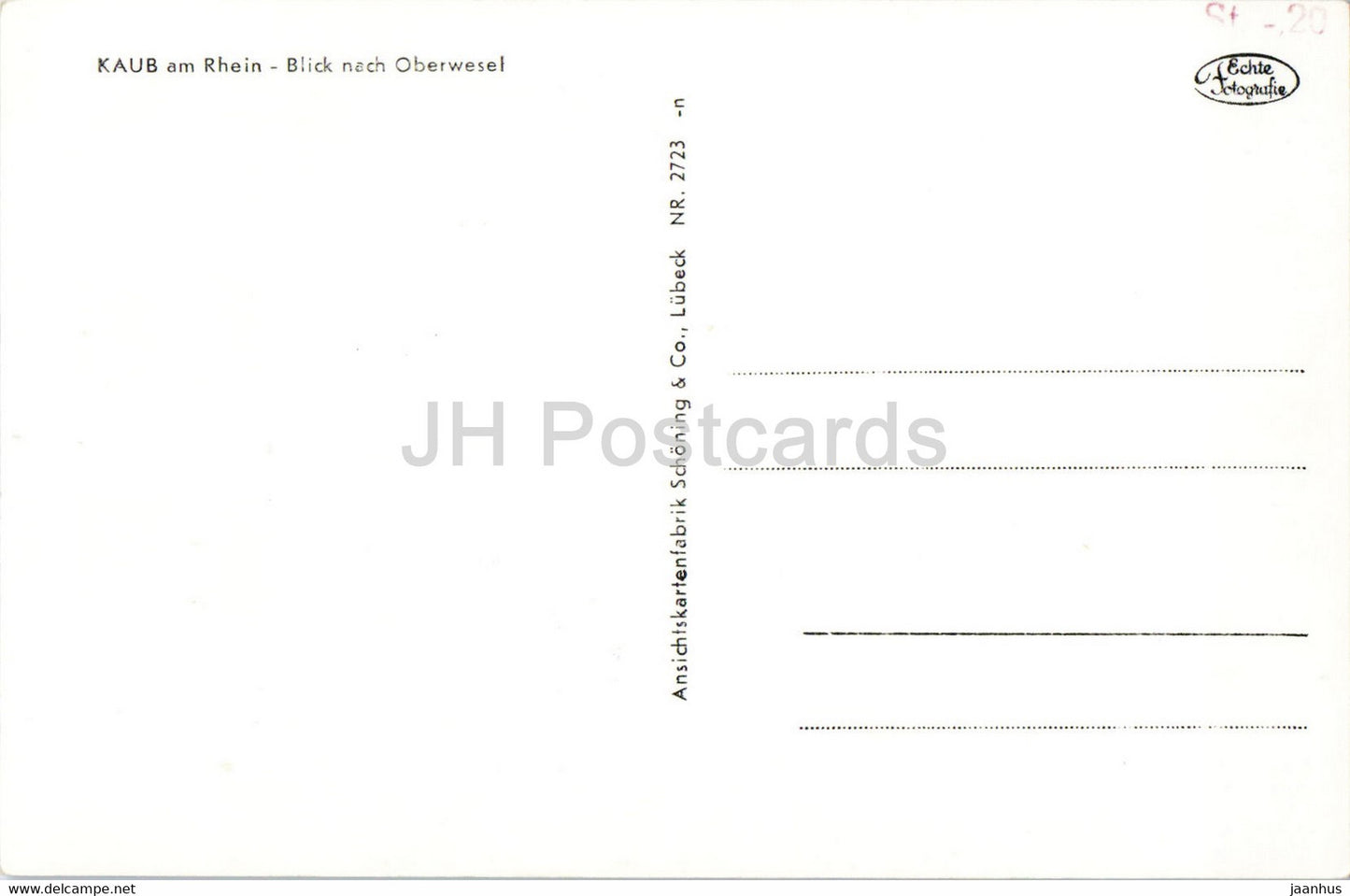 Kaub am Rhein - Blick nach Oberwesel - 2723 - Deutschland - unbenutzt