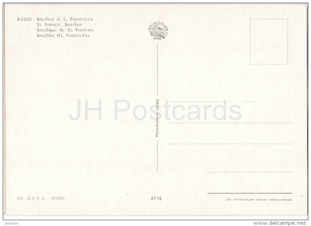 Basilica di S. Francesco - St. Francis` Basilica - Assisi - Perugia - Umbria - 8798 - Italia - Italy - unused - JH Postcards