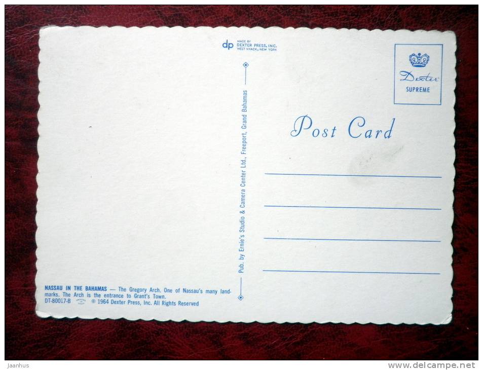 Nassau in the Bahamas - The Gregory Arch - 1964 - Bahamas - unused - JH Postcards