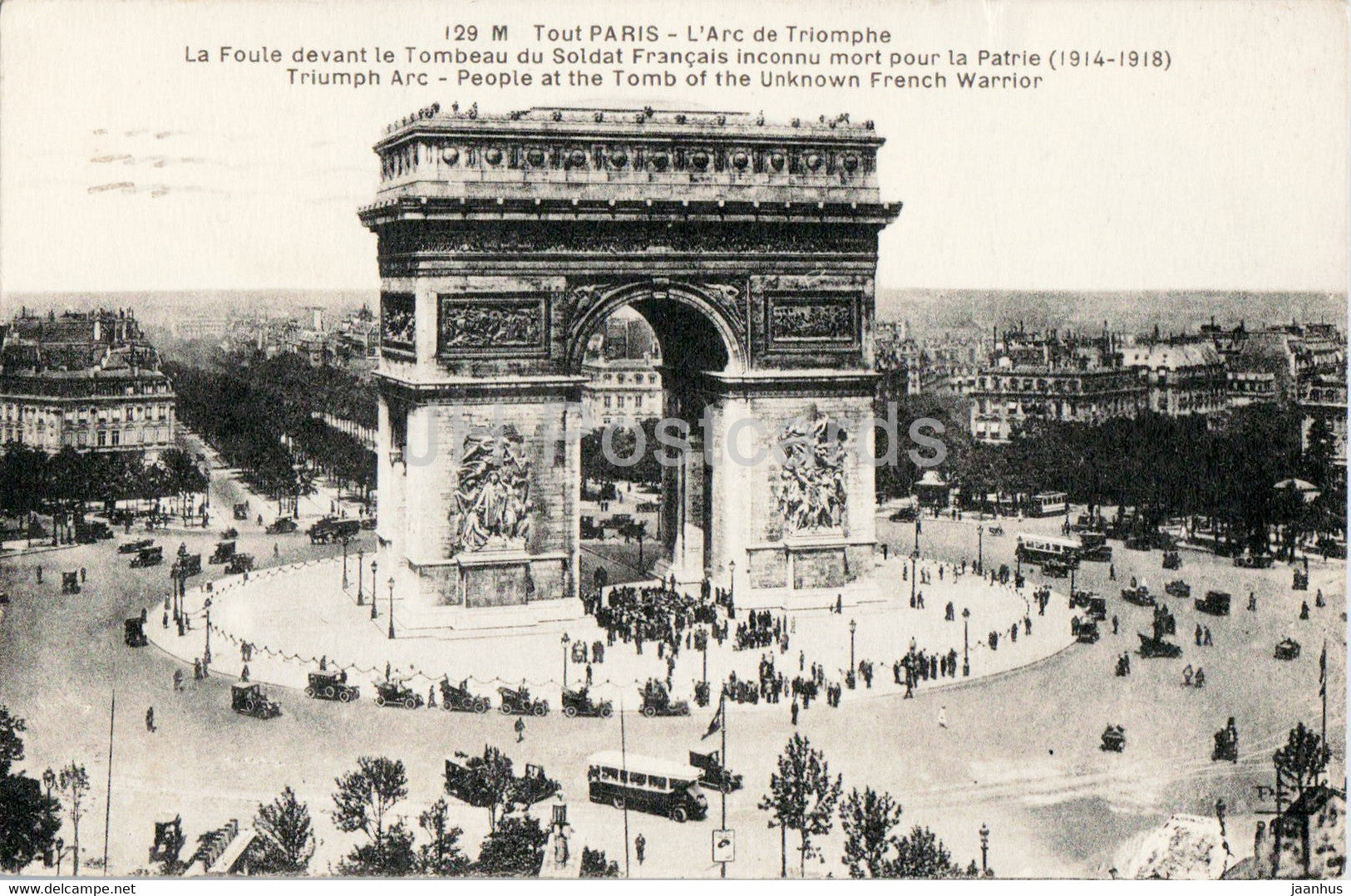 Paris - L'Arc de Triomphe - La Foule devant le Tombeau du Soldat Francais - 129 - old postcard - 1928 - France - used - JH Postcards