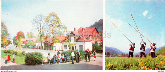 Yaremche - Lenin street - Hutsul trumpet - folk music - Hutsul Region - 1980 - Ukraine USSR - unused - JH Postcards