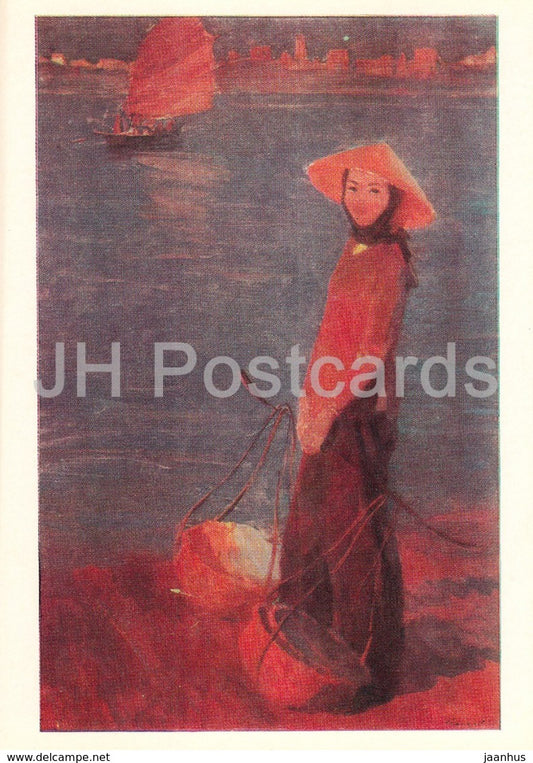 painting by N. Ponomarev - At the crossing - Vietnam - Russian art - 1981 - Russia USSR - unused