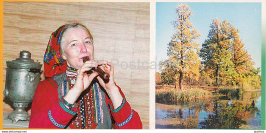 Honoured Worker of Culture of Mari El Albina Vershinina plays the Reed - Mari El Republic - 1999 - Russia - unused - JH Postcards